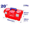 CAJA PLASTICA PARA HERRAMIENTAS CON BROCHES METALICOS, LARGO 20, ANCHO 11.7, ALTO DE 10.3 PULGADAS. MARCA EMTOP