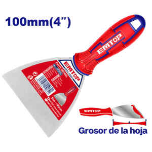 ESPATULA ACERO INOXIDABLE DE 4 PULGADAS PARA MASILLA, MANGO PLASTICO. MARCA EMTOP