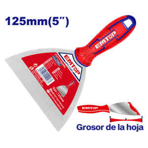 ESPATULA ACERO INOXIDABLE DE 5 PULGADAS PARA MASILLA, MANGO PLASTICO. MARCA EMTOP