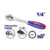 RATCH TIPO PERA ENCASTRE DE  1/4 PULGADA CON DESCONEXION RAPIDA, MATERIAL CROMO VANADIO. MARCA EMTOP