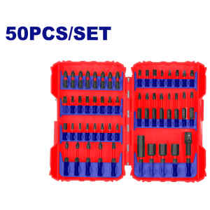 SET DE 50 PIEZAS DE IMPACTO, INCLUYE PUNTAS PHILLIPS, PLANAS, TORKS, COPAS Y SUJETADOR. MARCA EMTOP