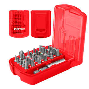 JUEGO DE 30 PUNTAS PARA DESTORNILLADOR, 25 MM, CON SOPORTE/EXTENSION DE PUNTAS. MARCA EMTOP