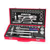 JUEGO DE 24 HERRAMIENTAS MECANICAS, COPAS RAIZ DE 1/2 PULG, CON EXTENSION Y RATCHET. MARCA EMTOP