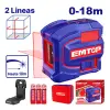 NIVEL LASER, 18 METROS, 2 LINEAS ROJAS, LINEA HORIZONTAL Y VERTICAL. EMTOP