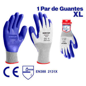 GUANTES DE LATEX CON REVESTIMIENTO DE POLIESTER TALLA XL USO EN CARGA PESADA OBJETOS PUNZANTES. MARCA EMTOP