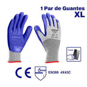 GUANTES ANTI CORTE DE NIVEL 5, PALMA RECUBIERTA DE LATEX TALLA XL. EMTOP