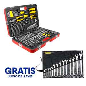 JUEGO 150 HERRAMIENTAS MECANICAS RACING, COPAS, LLAVES, ALICATES, ADAPTADORES MAS JUEGO DE LLAVES MM 86-082. STANLEY