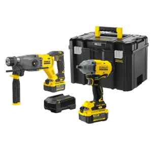 COMBO ROTOMARTILLO SDS PLUS 22MM Y LLAVE DE IMPACTO 1/2 PULG. INALAMBRICOS 20V, BRUSHLESS, EN CAJA PRO-STACK. STANLEY