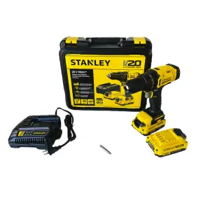 BARRENO ROTACIONAL, 20 VOLTIOS, CON CARBONES, 1/2 PULG, INALAMBRICO. MARCA STANLEY