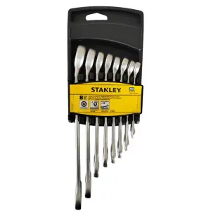 JUEGO DE 8 LLAVES CONBINADAS ANTISLIP MILIMETRICAS INCLUYE 8, 10, 11, 12, 13, 14, 17, 19 . MARCA STANLEY