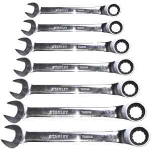 JUEGO 7 LLAVES COMBINADAS, TIPO RATCHET, DE 9, 10, 11, 12, 13, 14, Y 15 MILIMETROS. MARCA STANLEY