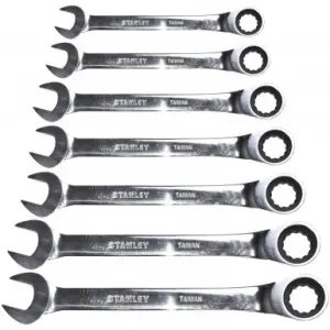 JUEGO 7 LLAVES COMBINADAS, TIPO RATCHET, DE 9, 10, 11, 12, 13, 14, Y 15 MILIMETROS. MARCA STANLEY
