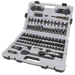 JUEGO DE 143 HERRAMIENTAS MECANICAS, COPAS, RATCHETS, LLAVES, EXTENSIONES, PUNTAS, ADAPTADORES. MARCA STANLEY
