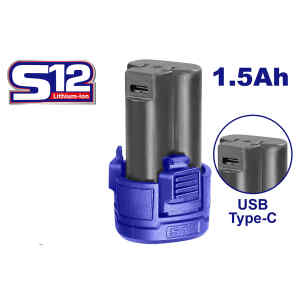 BATERIA DE LITIO, 12 VOLTIOS, 1.5 AMPERIOS/HORA. PUERTO DE CARGA USB TIPO C. MARCA EMTOP