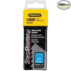GRAPAS PARA TRABAJO PESADO, CORONA ANGOSTA DE 1/4 PULGADAS DE PROFUNDIDAD, 1000 UNIDADES. MARCA STANLEY