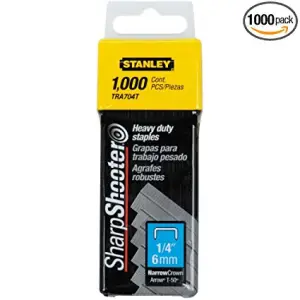 GRAPAS PARA TRABAJO PESADO, CORONA ANGOSTA DE 1/4 PULGADAS DE PROFUNDIDAD, 1000 UNIDADES. MARCA STANLEY