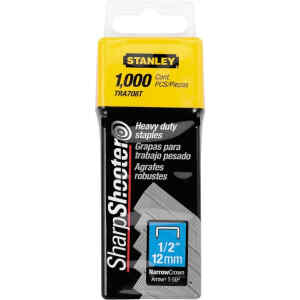 GRAPAS PARA TRABAJO PESADO, CORONA ANGOSTA DE 1/2 PULGADAS DE PROFUNDIDAD, 1000 UNIDADES. MARCA STANLEY