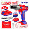 BARRENO/TALADRO PERCUTOR INALAMBRICO DE 20 VOLTIOS, MANDRIL METALICO DE 3/8, TORQUE 45Nm, 2 VELOCIDADES. MARCA EMTOP
