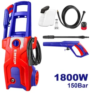 HIDROLAVADORA ELECTRICA, 1,800 WATTS, 110-120 VOLTIOS, PRESION MAX. 150 BAR 2,200 PSI. MARCA EMTOP