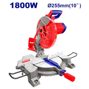 SIERRA INGLETEADORA DE 10 PULGADAS, 1,800 WATTS, 5,300 RPM. EMTOP