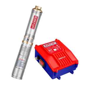 COMBO 23. BOMBA SUMERGIBLE PARA POZO, 2 HP, 1,500 WATTS, CON CAJA DE CONTROL Y PROTECCION DE SOBRETENSION. MARCA EMTOP