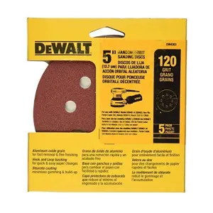 DISCO DE LIJA, 5 PULG, GRANO 120, TIPO VELCRO. MARCA DEWALT