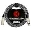 Cable para Microfono Kirlin calibre 24 de tela – Blanco/Negro de 10 metros