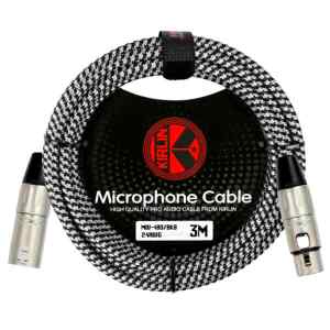 Cable para Microfono Kirlin calibre 24 de tela – Blanco/Negro de 10 metros