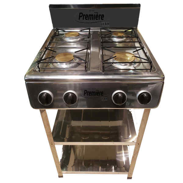 Estufa a gas con pedestal y 2 entrepanos de 4 hornillas | PREMIERE BY ABM