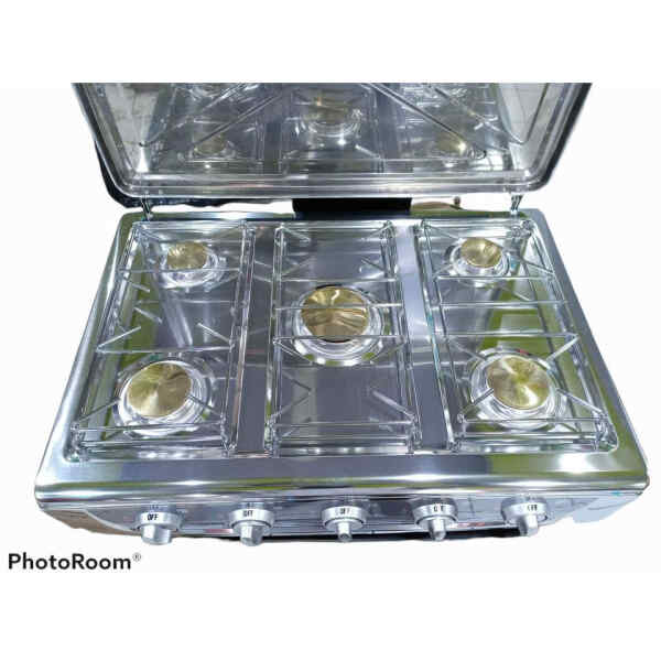 Estufa a Gas de mesa de 5 hornillas de acero de inoxidable | PREMIERE BY ABM