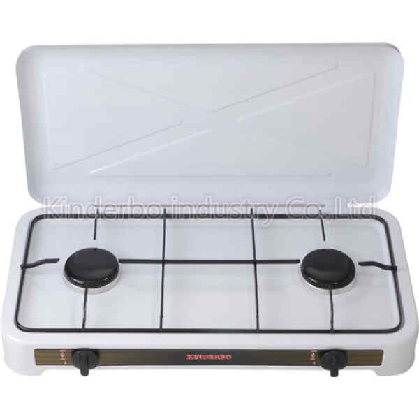 Estufa de mesa a gas de 2 hornillas con tapa | PREMIERE BY ABM