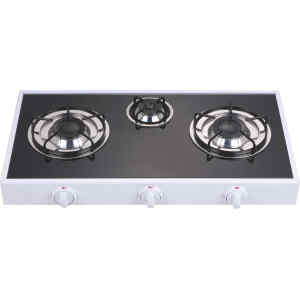 Estufa de mesa a gas de lujo y top de vidrio de 3 hornillas | PREMIERE BY ABM