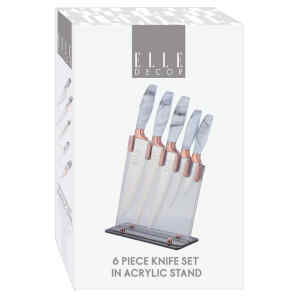 Juego de 5 cuchillos con manija en diseno de marmol | ELLE