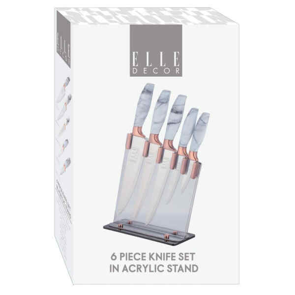 Juego de 5 cuchillos con manija en diseno de marmol | ELLE