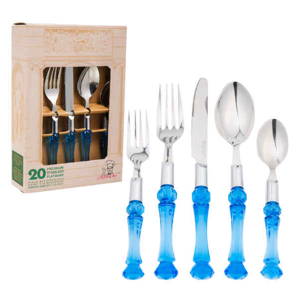 Juego de cubiertos de mango de cristal de 20 piezas | MASTER CHEF