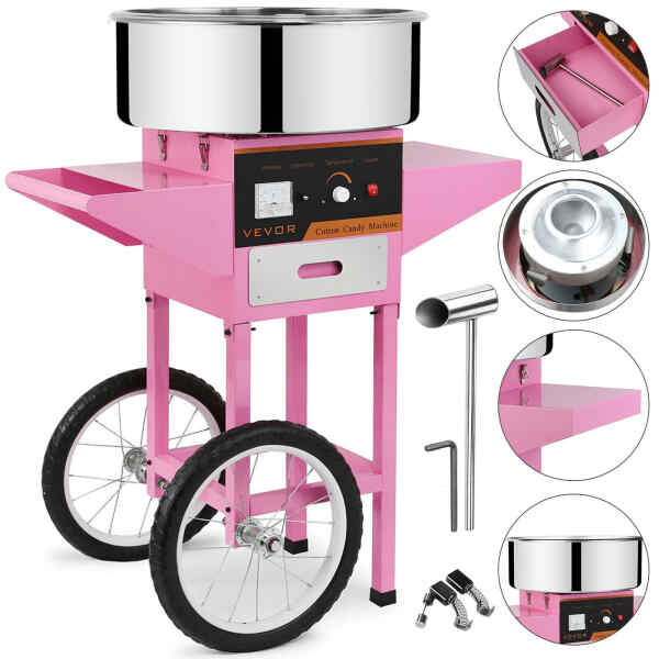 Maquina de Algodon de Azucar Industrial con ruedas tipo carrito PREMIERE BY ABM