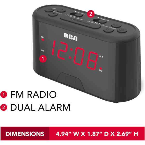 Reloj despertador con alarma dual | RCA