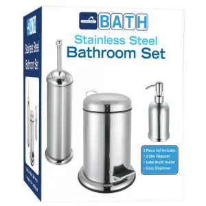 Set de 3 accesorios para bano de Acero inoxidable | EUROHOME