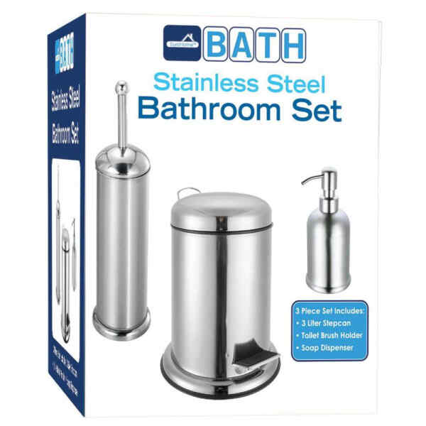 Set de 3 accesorios para bano de Acero inoxidable | EUROHOME