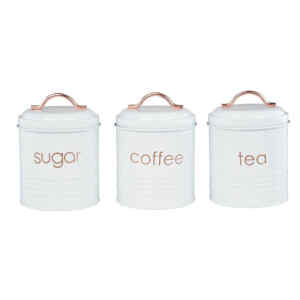 Set de 3 recipientes blancos con tapa y agarrador | ELLE