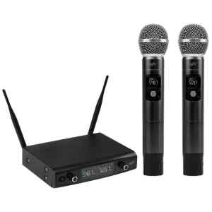 Microfono Doble de Mano UHF Metalico Multifrecuencia W3372